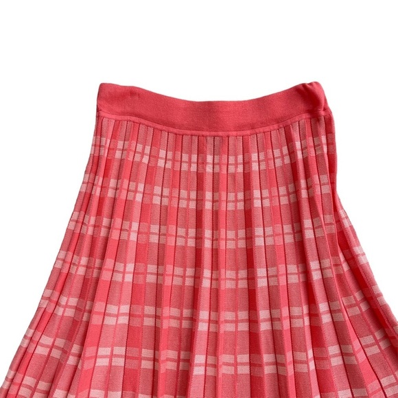 Kate Spade New York Pink Pleated Checkered Long Skirt - Picture 7 of 8